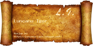 Luncanu Igor névjegykártya